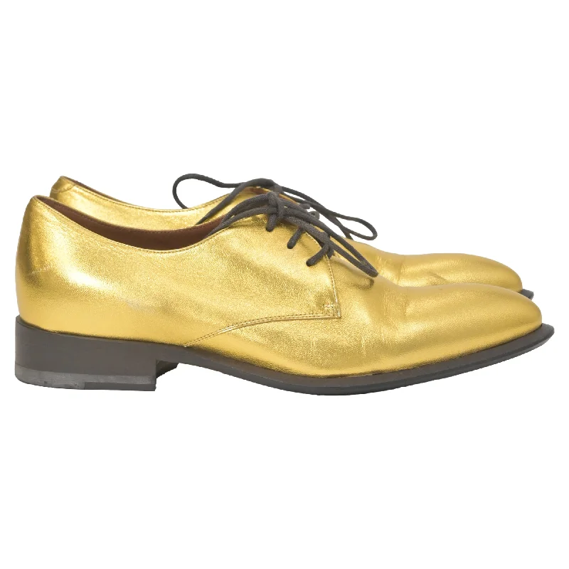 casual Oxfords for everyday business attire -Oxfords Gala AttireCeline Lace-Up Oxford Shoes in Metallic Gold Leather